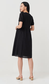 MEREDITH EYELET WRAP DRESS BLACK