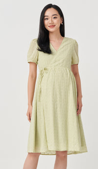 MEREDITH EYELET WRAP DRESS SAGE