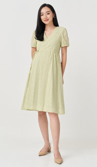 MEREDITH EYELET WRAP DRESS SAGE