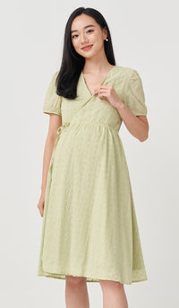 MEREDITH EYELET WRAP DRESS SAGE