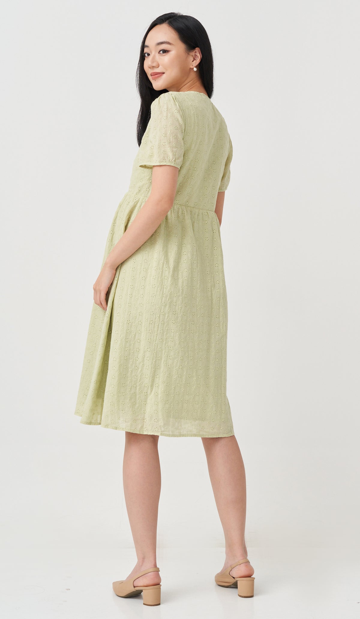 MEREDITH EYELET WRAP DRESS SAGE