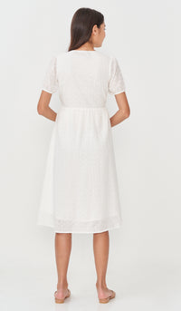 MEREDITH EYELET WRAP DRESS WHITE
