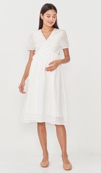 MEREDITH EYELET WRAP DRESS WHITE