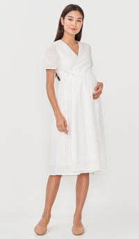 MEREDITH EYELET WRAP DRESS WHITE