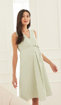 ORA CHECKED NURSING DRESS SAGE
