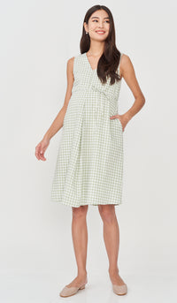 ORA CHECKED NURSING DRESS SAGE