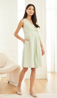 ORA CHECKED NURSING DRESS SAGE