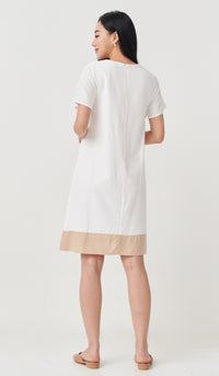 REINA COLOURBLOCK NURSING DRESS WHITE