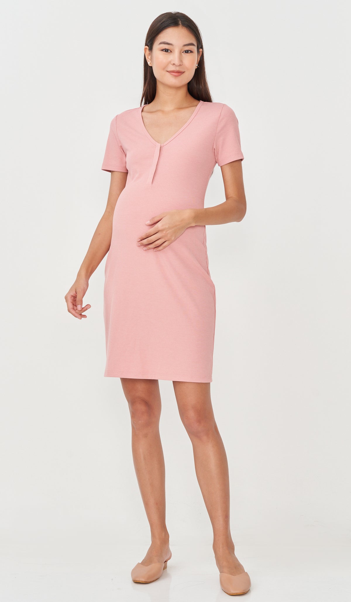 RHEA BUTTONDOWN DRESS PINK