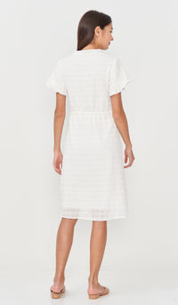 SALE - RILA PUFF SLEEVE NURSING DRESS WHITE