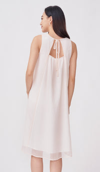 SALE - STELLA CHECKED MIDI NURSING DRESS NUDE