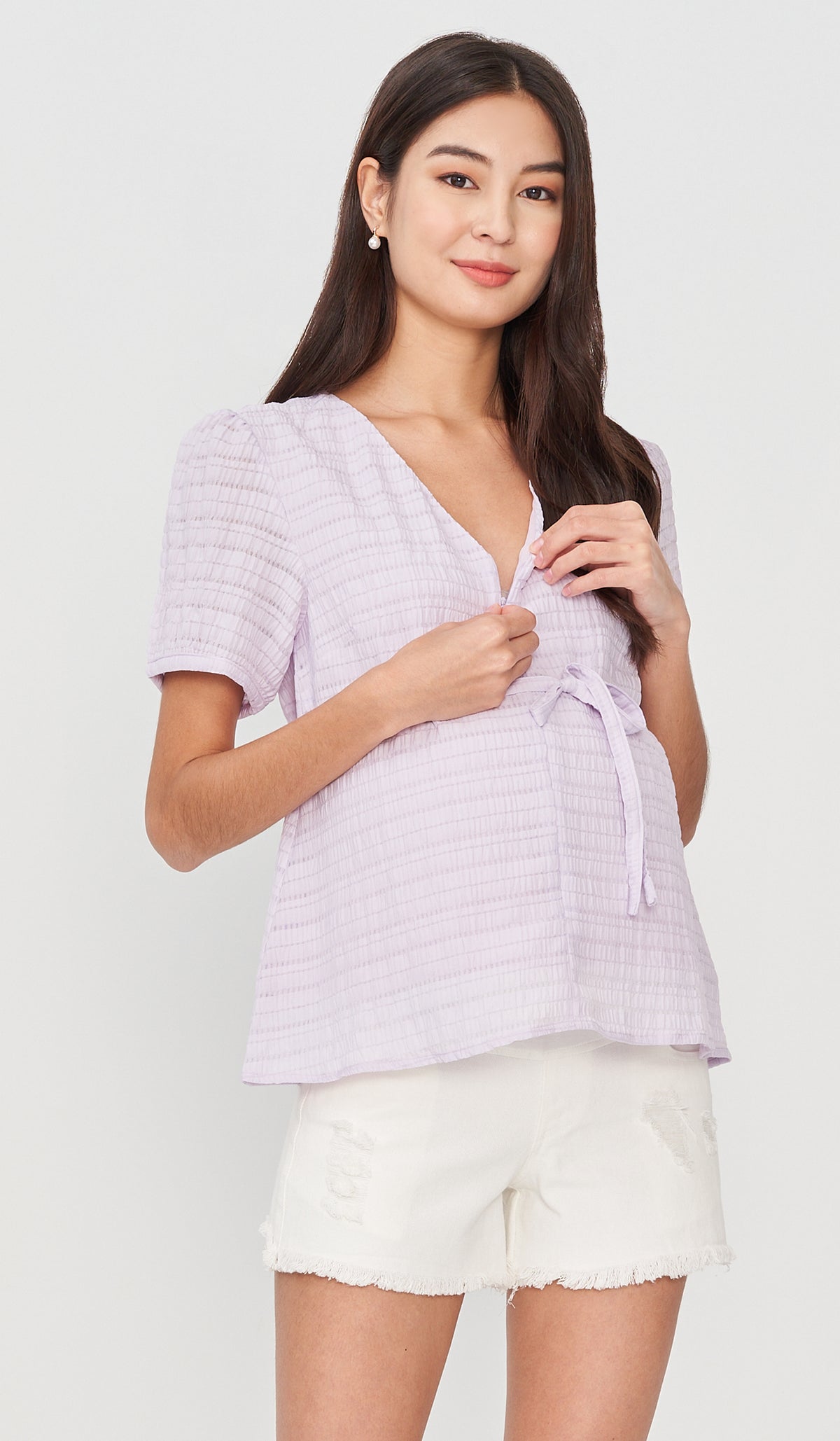 TINA TEXTURED NURSING TOP LILAC