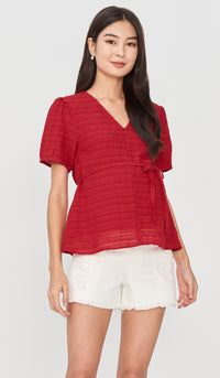 TINA TEXTURED NURSING TOP RED