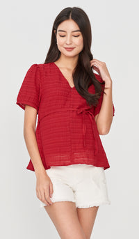 TINA TEXTURED NURSING TOP RED