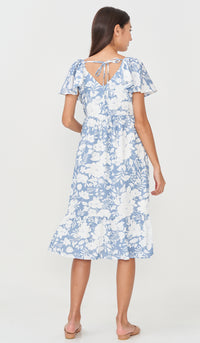 TRIXIE FLORAL NURSING DRESS BLUE