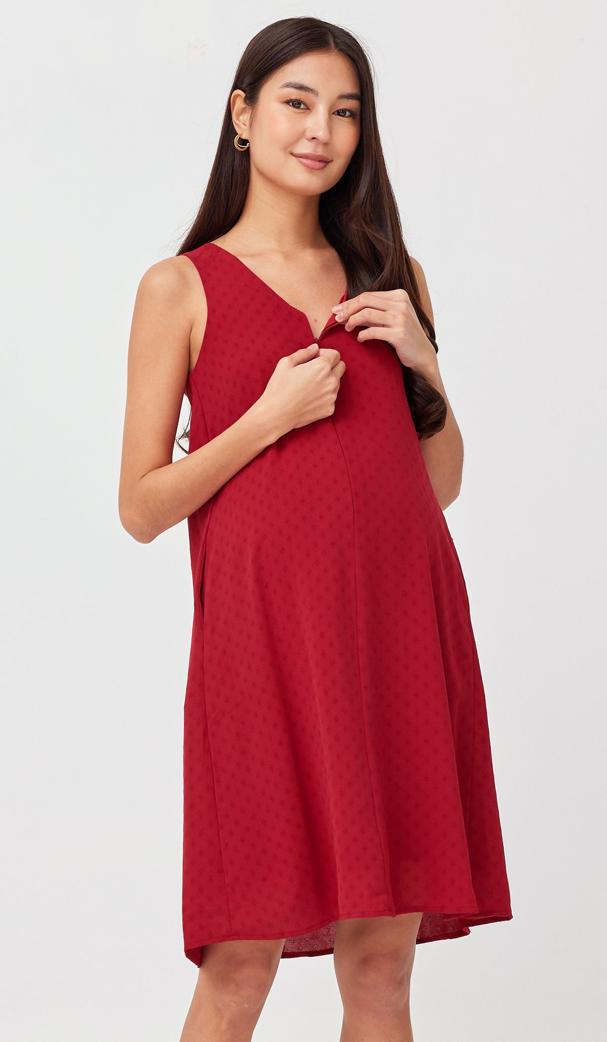 VANDA PATTERNED NURSING DRESS RED