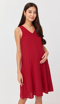 VANDA PATTERNED NURSING DRESS RED