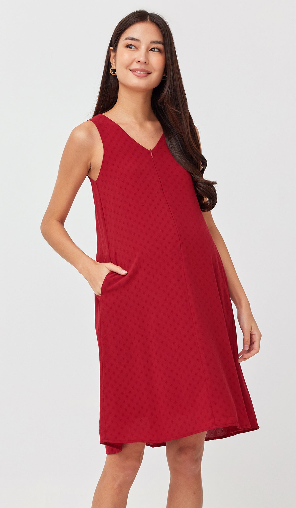 SALE - VANDA PATTERNED NURSING DRESS RED