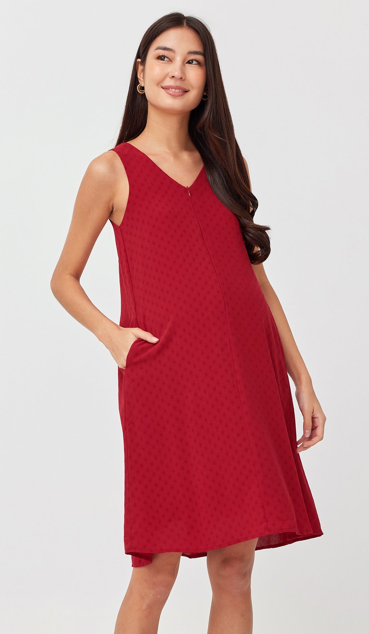 VANDA PATTERNED NURSING DRESS RED