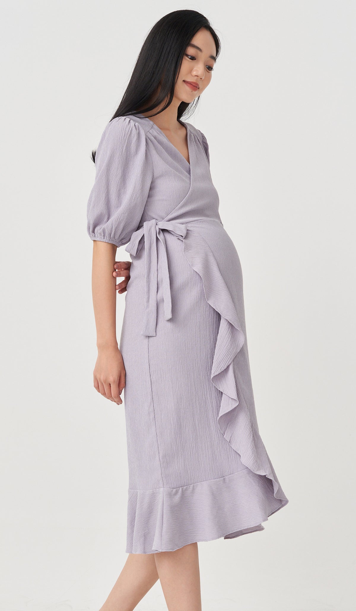 SALE - VIOLA RUFFLE HEM WRAP DRESS LILAC