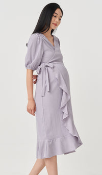SALE - VIOLA RUFFLE HEM WRAP DRESS LILAC