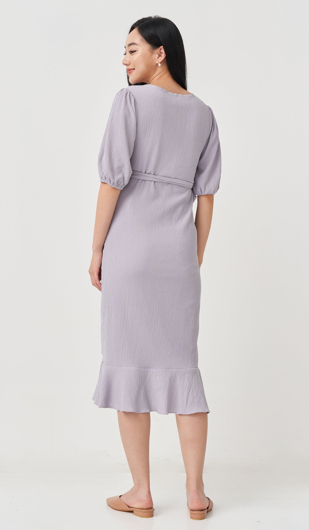 SALE - VIOLA RUFFLE HEM WRAP DRESS LILAC