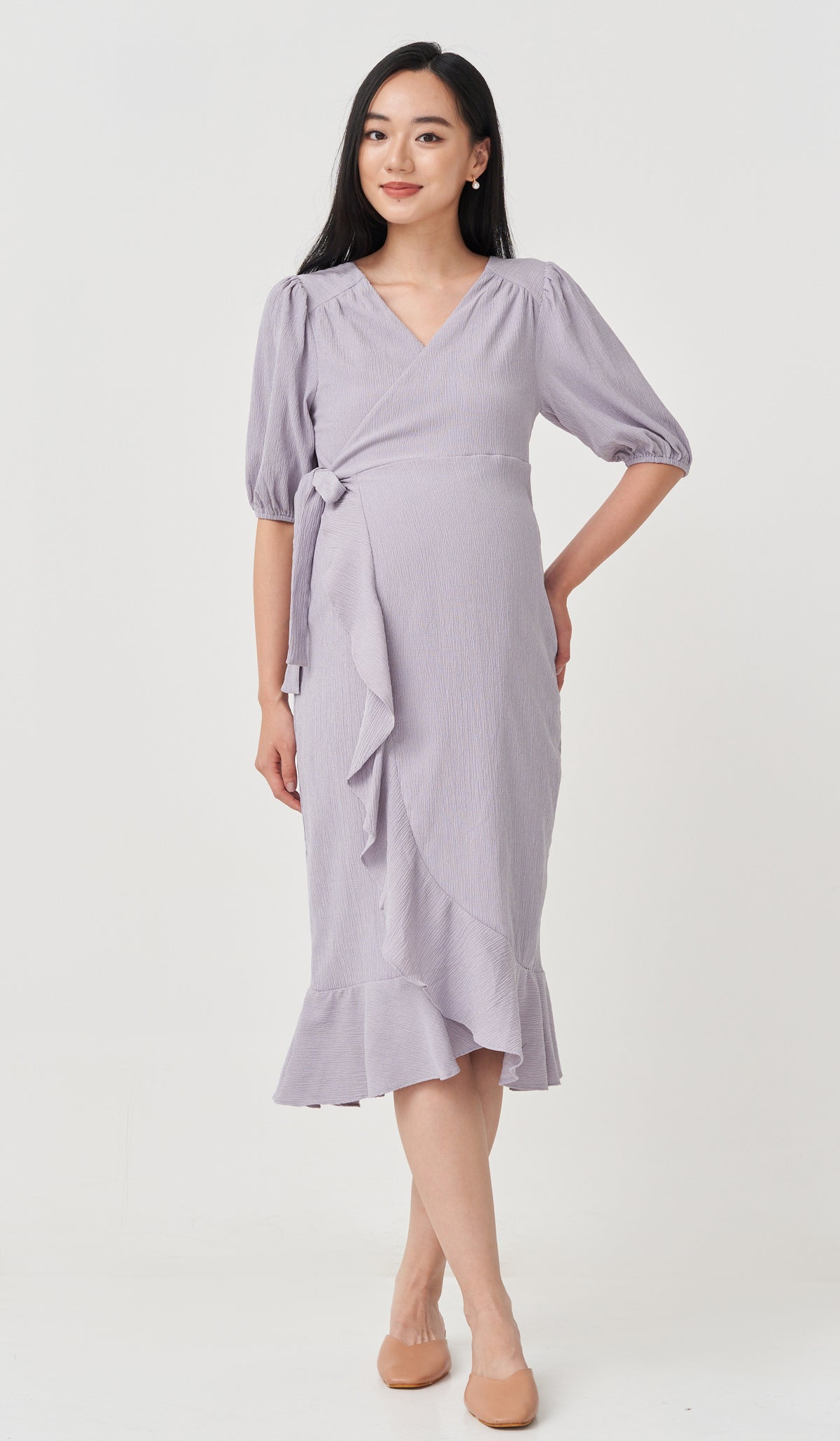 SALE - VIOLA RUFFLE HEM WRAP DRESS LILAC