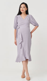 SALE - VIOLA RUFFLE HEM WRAP DRESS LILAC