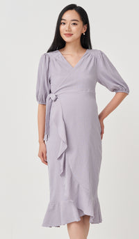 SALE - VIOLA RUFFLE HEM WRAP DRESS LILAC