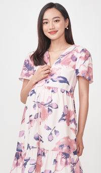 SALE - WATERCOLOUR FLORALS FRONT ZIP DRESS