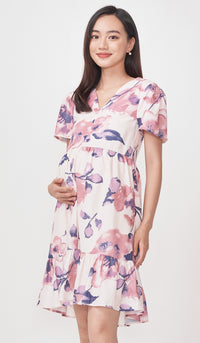 SALE - WATERCOLOUR FLORALS FRONT ZIP DRESS