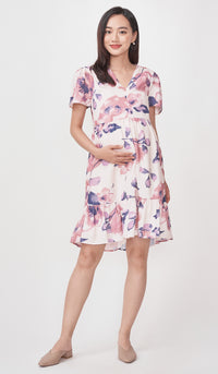 SALE - WATERCOLOUR FLORALS FRONT ZIP DRESS