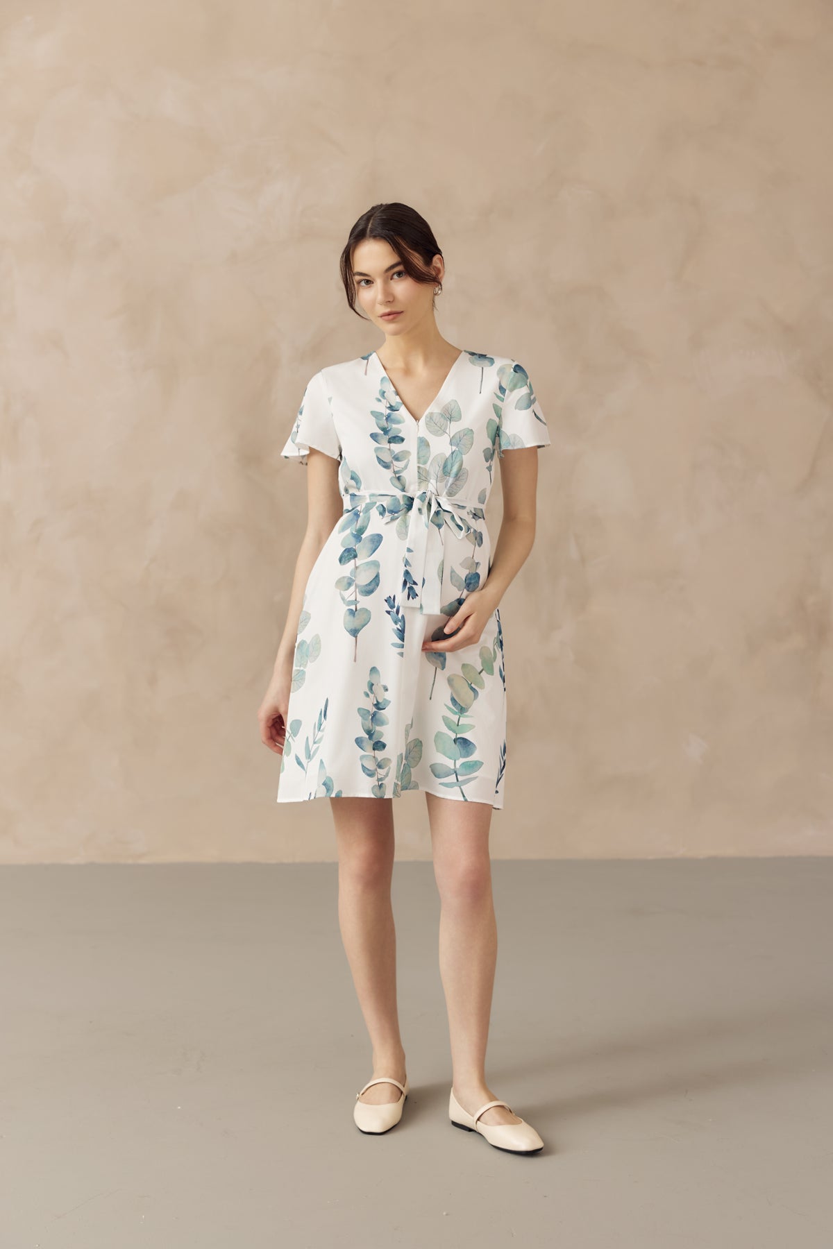 FOLIAGE FRONT ZIP NURSING DRESS