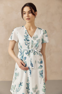 FOLIAGE FRONT ZIP NURSING DRESS