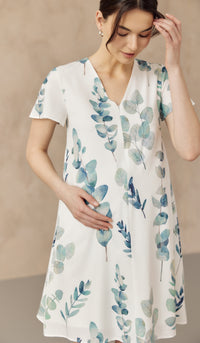 FOLIAGE FRONT ZIP NURSING DRESS