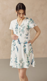 FOLIAGE FRONT ZIP NURSING DRESS