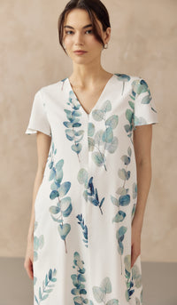 FOLIAGE FRONT ZIP NURSING DRESS