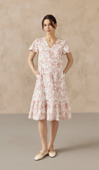 KIN CROCHET TRIM NURSING DRESS PINK