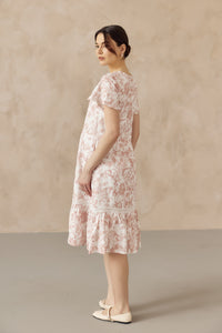 KIN CROCHET TRIM NURSING DRESS PINK