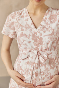 KIN CROCHET TRIM NURSING DRESS PINK