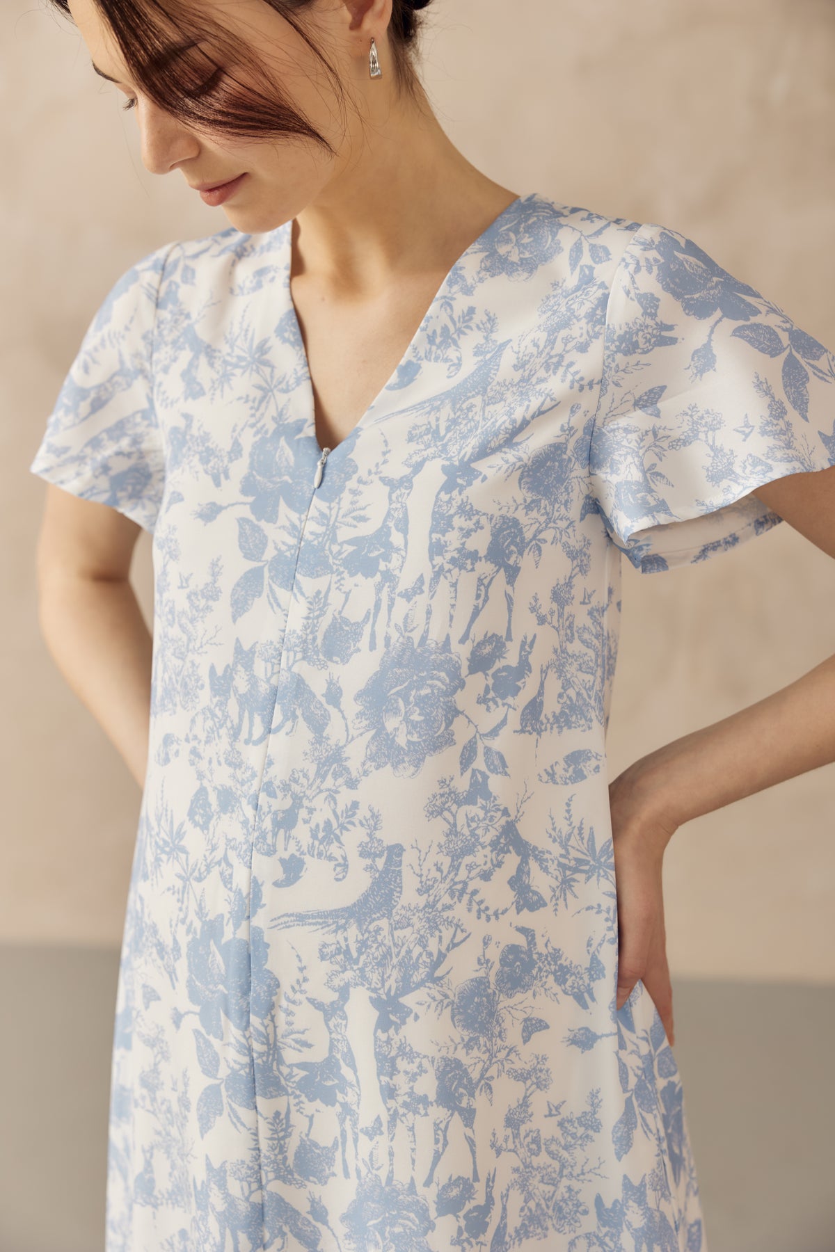 KIN CROCHET TRIM NURSING DRESS BLUE