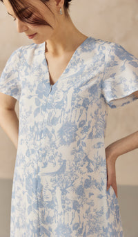 KIN CROCHET TRIM NURSING DRESS BLUE