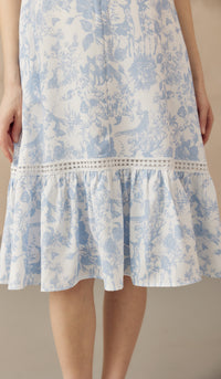 KIN CROCHET TRIM NURSING DRESS BLUE