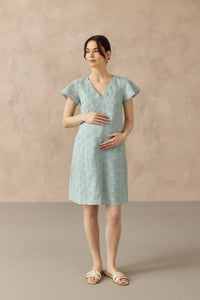 IRINA CROCHET FRONT ZIP NURSING DRESS TURQUOISE