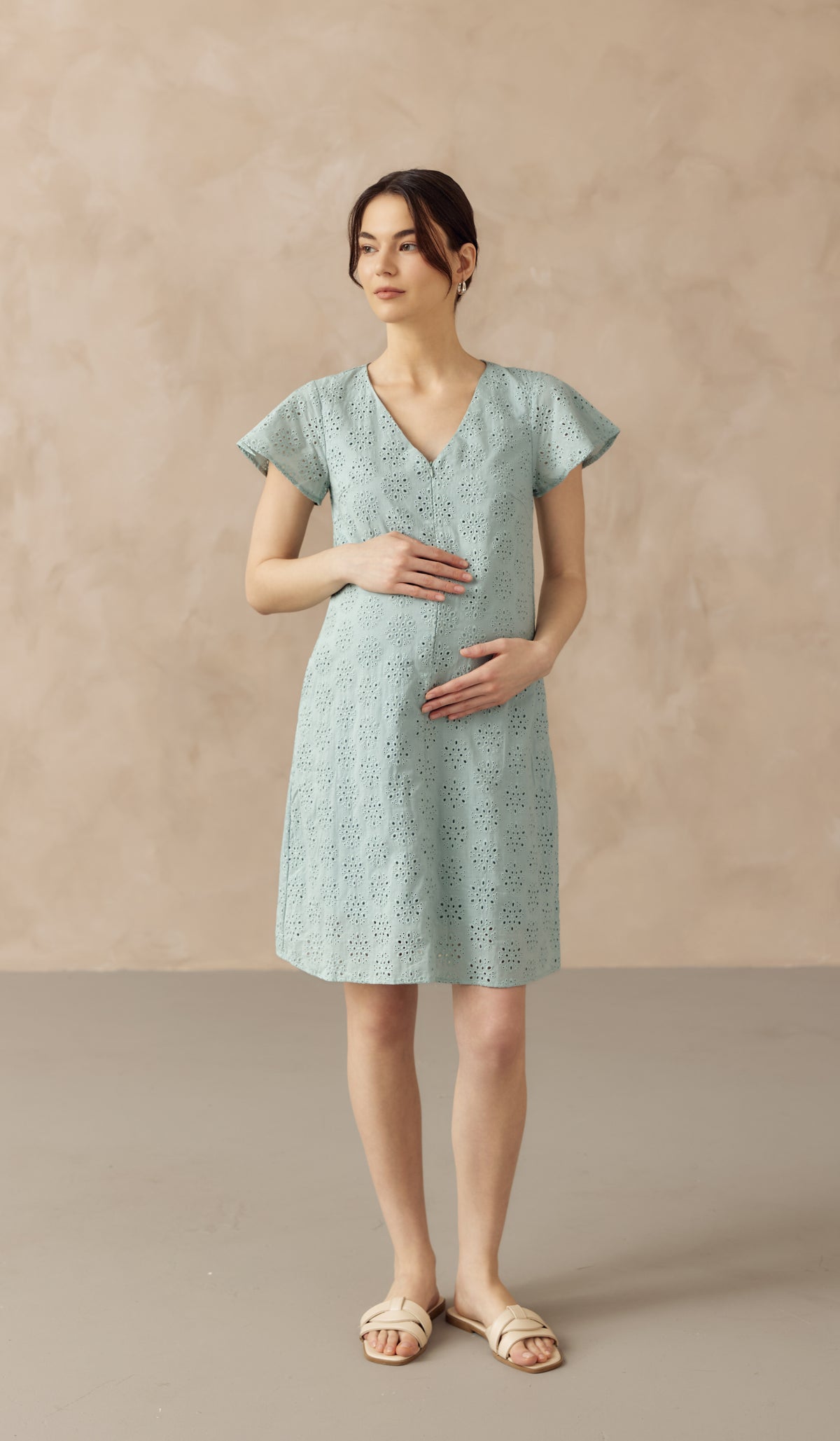 IRINA CROCHET FRONT ZIP NURSING DRESS TURQUOISE