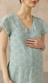 IRINA CROCHET FRONT ZIP NURSING DRESS TURQUOISE