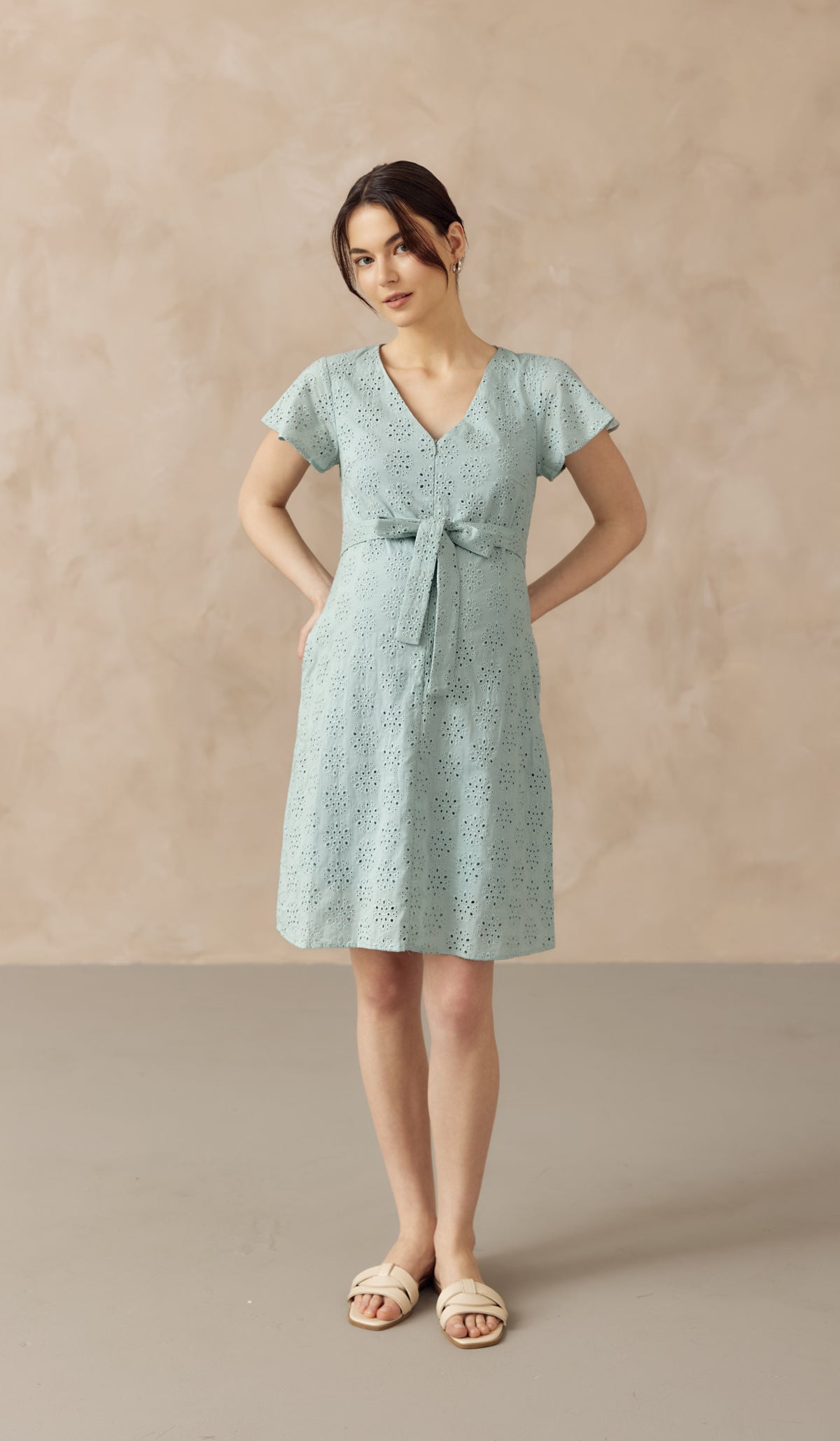 IRINA CROCHET FRONT ZIP NURSING DRESS TURQUOISE