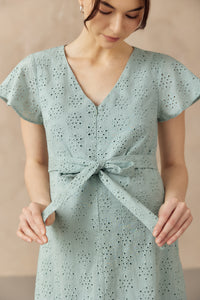 IRINA CROCHET FRONT ZIP NURSING DRESS TURQUOISE