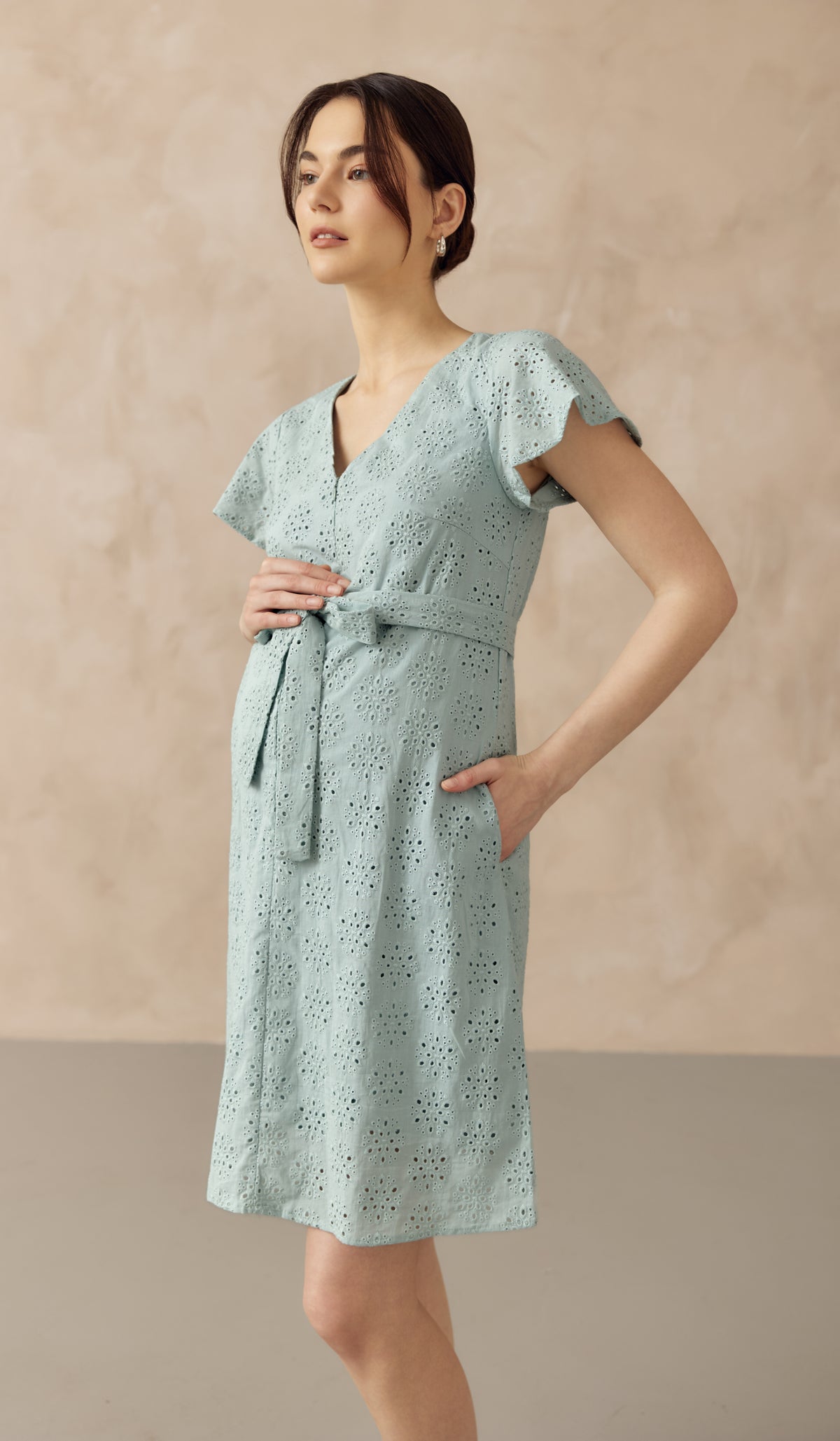 IRINA CROCHET FRONT ZIP NURSING DRESS TURQUOISE