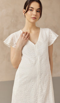 IRINA CROCHET FRONT ZIP NURSING DRESS WHITE